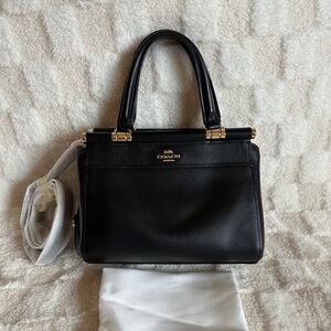 NWT! RARE! 31918 Coach x Selena Gomez Women's Bag Black Leather Grace 20 Satchel